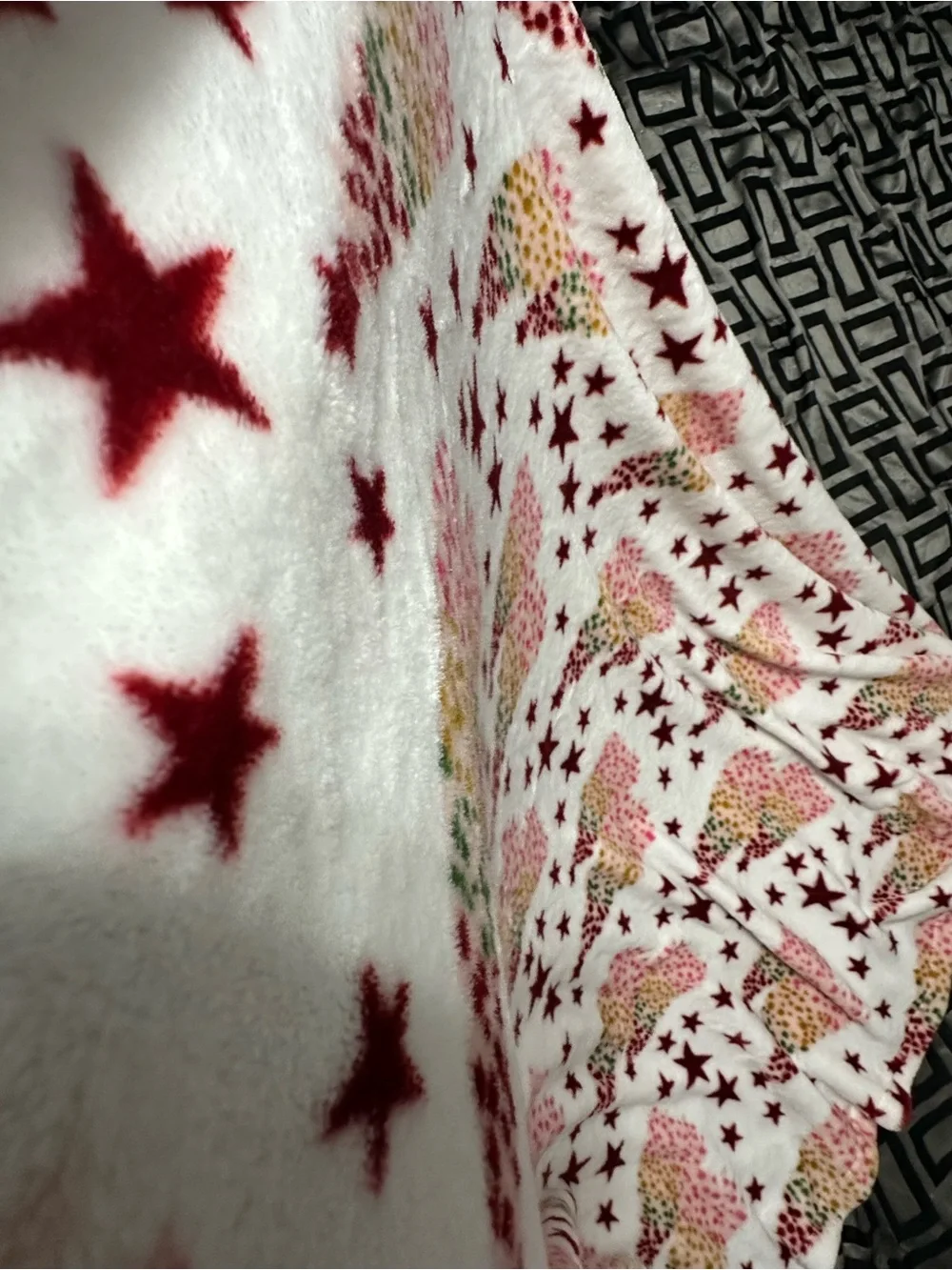 White Plush Baby Blanket with Pink & Yellow Unicorn Pattern